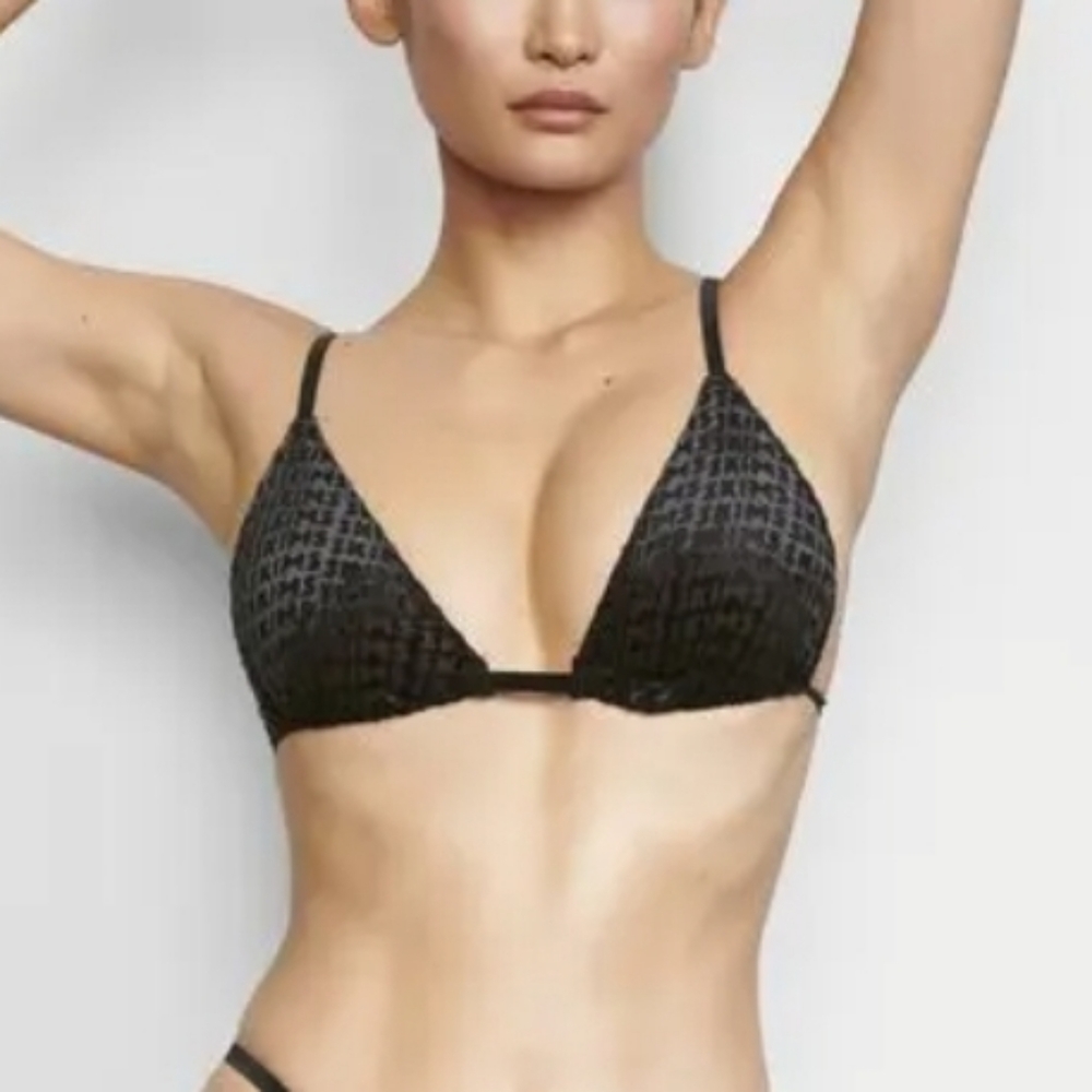 SKIMS Velvet Burnout Logo Triangle Bralette SOOT/ 2X